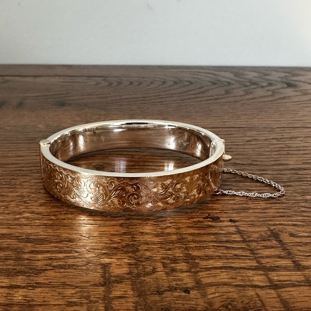 Stunning Birks Antique Sterling Silver Bracelet with 9 CT Gold Front | Engraved